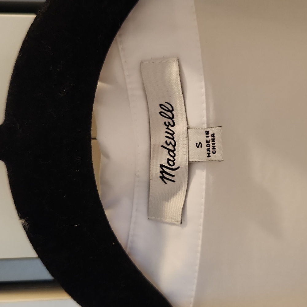 Madewell Button-Front Mini Shirtdress in Poplin White Color Size S New No Tag - Picture 9 of 16